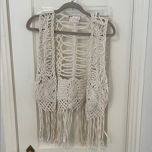 Free People Cream Macrame Vest